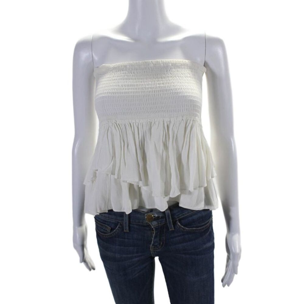 T Bags Los Angeles Womens Ruched Strapless Pullover Blouse Top White Size XS